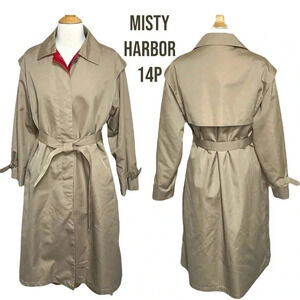 Vintage Misty Harbor‎ 14P tan trench coat with red trim and removable liner